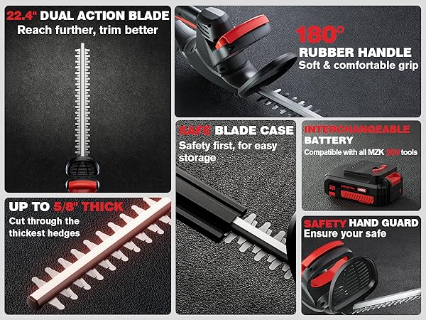 Amazon.com: MZK 22'' Cordless Hedge Trimmer, 20V Bush