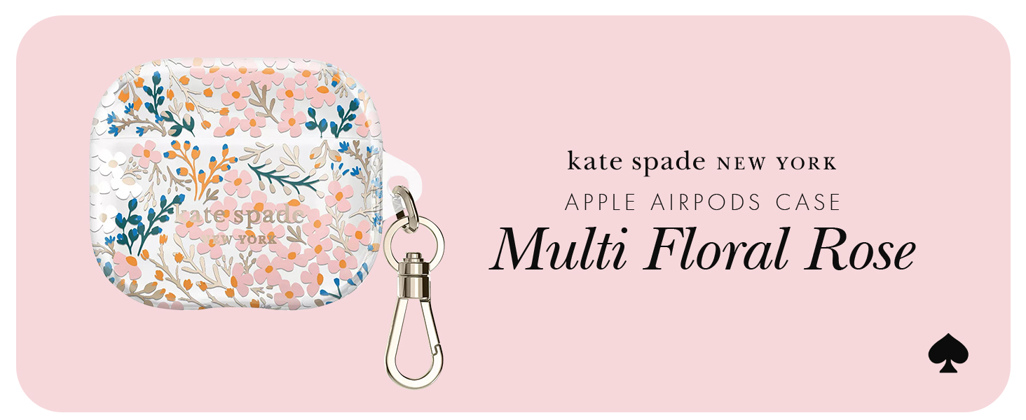 Kate Spade New York AirPods 3 Gen Protective Case with Keychain Ring - Multi Floral Rose