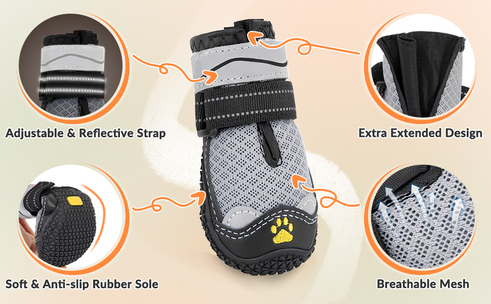 AUTOWT Dog Boots, 2 PCS Outdoor NonSlip Breathable Waterproof Rubber