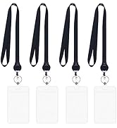Lanyard Black Retractable Badge Reel with ID Badge Holder with Badge Reel Clip for Card Badges Ho...