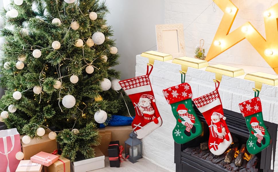 Tingtio Gold Stocking Holders for Mantle, Set of 4