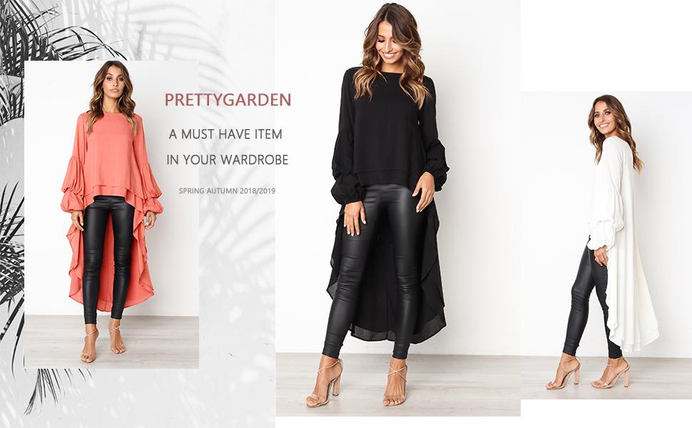 High Low Asymmetrical Irregular Hem Tops Blouse Shirt Dress