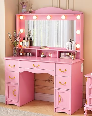 Amazon.com: JanflyHome Vanity Desk, Small Vanity with Mirror