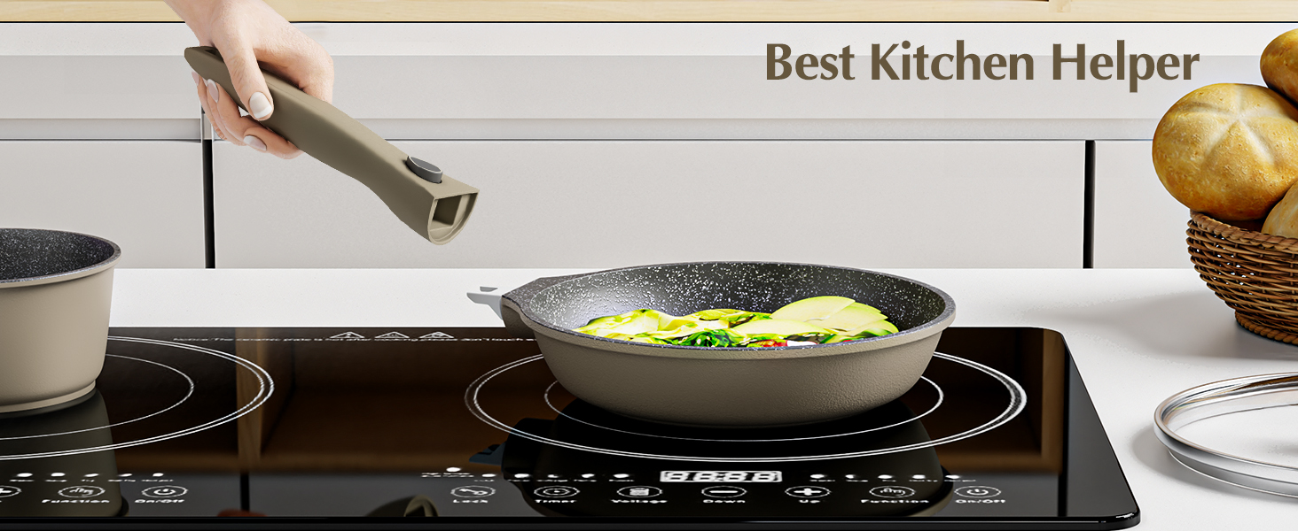 Aufranc 9pcs Pots and Pans Set, Nonstick Granite Cookware