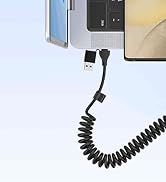 Coiled USB C Cable, 4-in-1 USB C and Lightning 60W Fast Charging Cable, 3 FT Retractable Car Char...