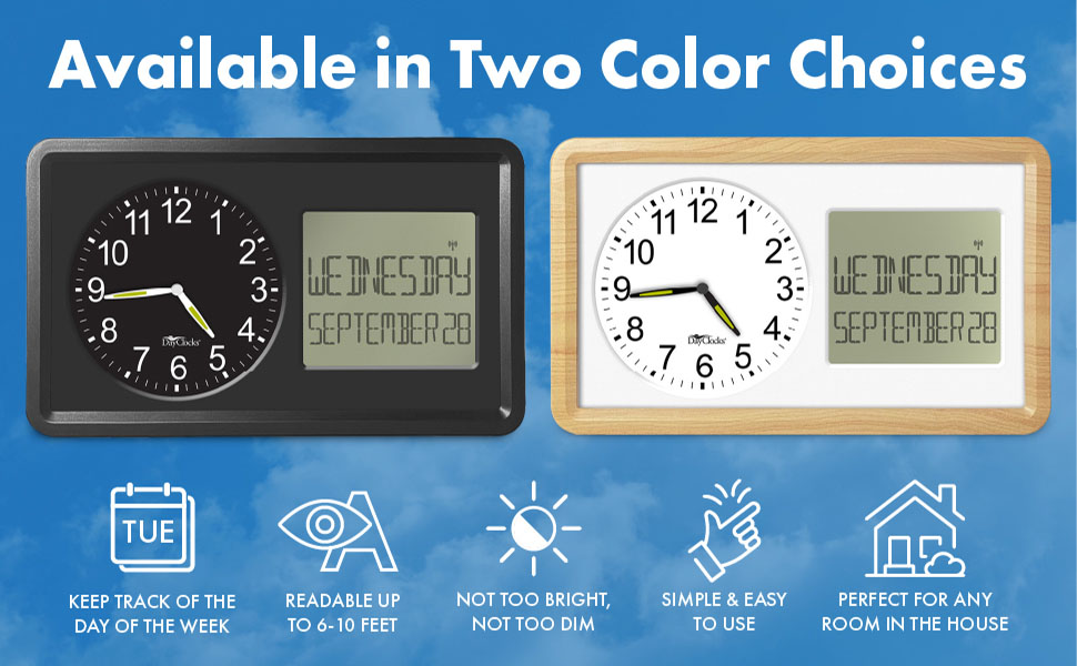 DayClocks New Model Atomic Combines Analog Time and Digital Display for Day and Date