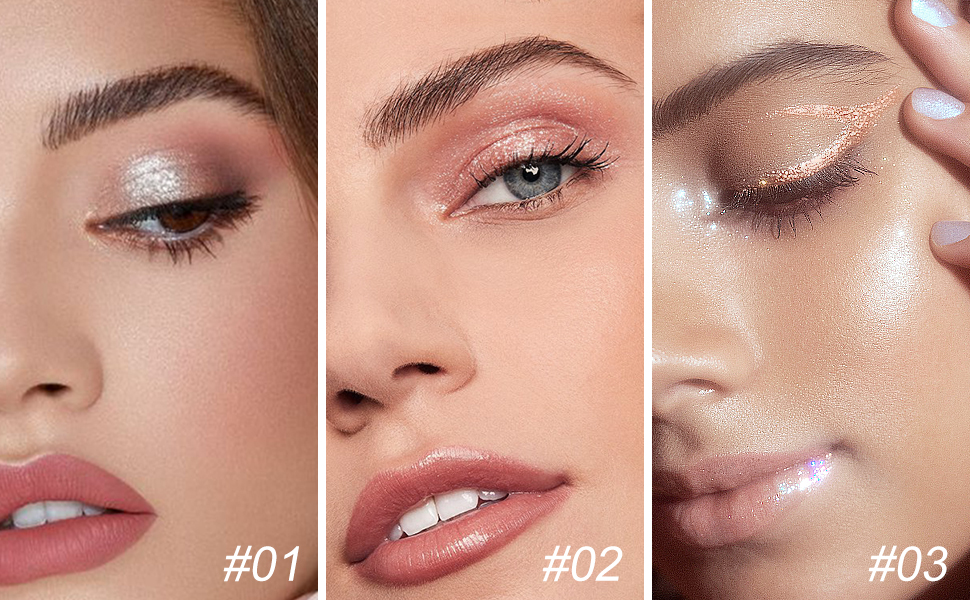 SACE LADY 3 Colors Liquid Glitter Eyeshadow Eyeliner Make Up Set, Super Sparkle