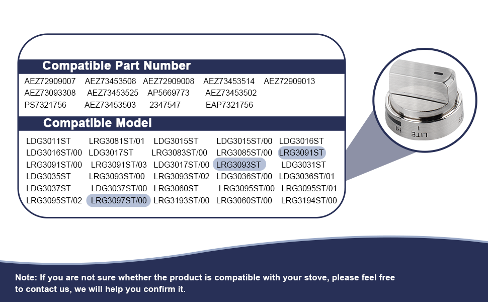 Qiugralian AEZ73453509 Range Burner Knob for LG Stove knob