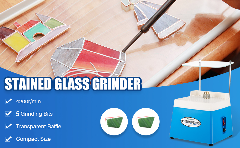 Mxmoonant UK Plug Portable Stained Glass Grinder, Suitable for Stained