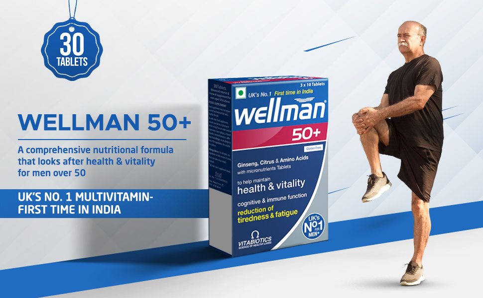 Wellman 50+ multivitamin tablets for men over age 50 years with vitamin