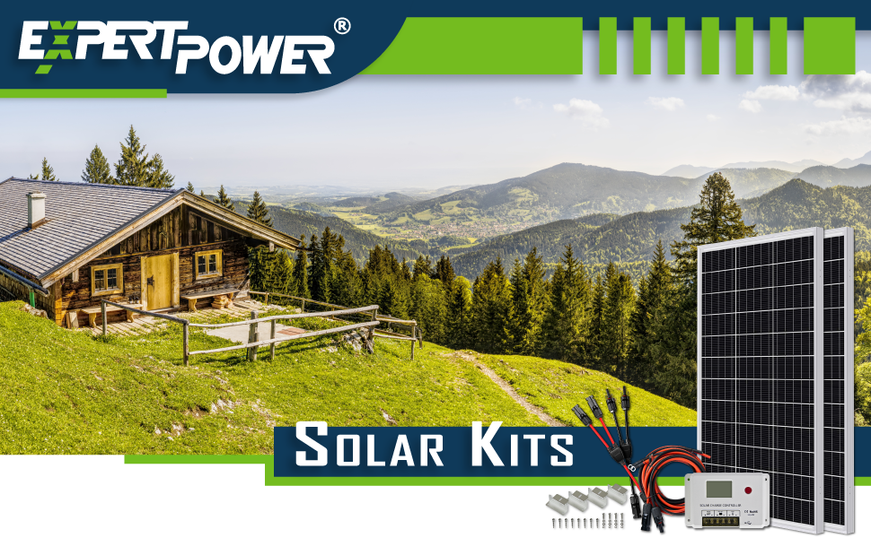 ExpertPower 200W 12V Solar Power Kit 200W Mono Rigid Solar Panels, 30A PWM Solar