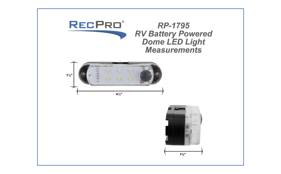 RV LED 4 1/2" Surface Mount Dome Light Battery Powered with