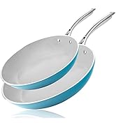 Gotham Steel Ocean Frying Pan Set Nonstick 8.5” & 9.5” Chef’s Skillets with Ultra Durable Diamond...