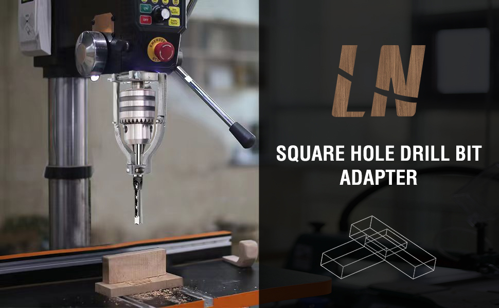 LNROEK Square Hole Drill Bit Adapter, Mortising Attachment
