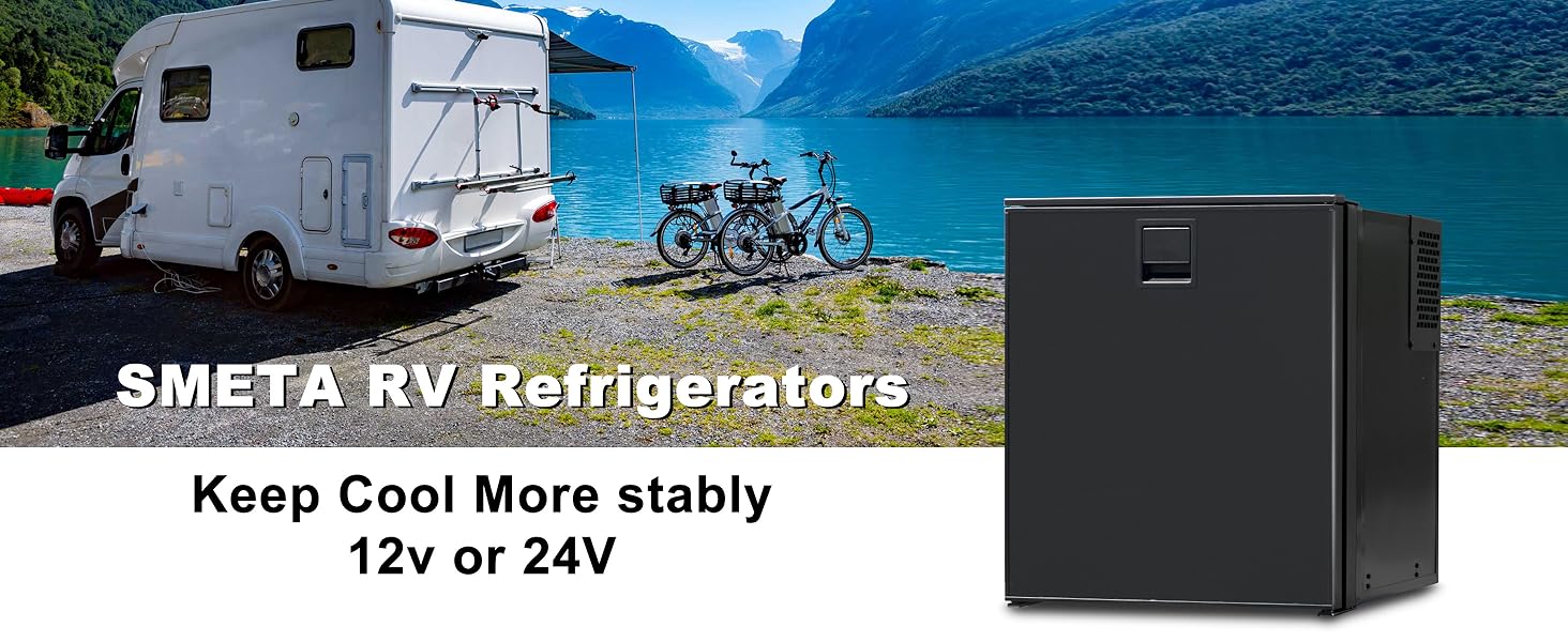SMETA RV Refrigerator 12V/24V Fridge Electric 3 cuft/85L 12