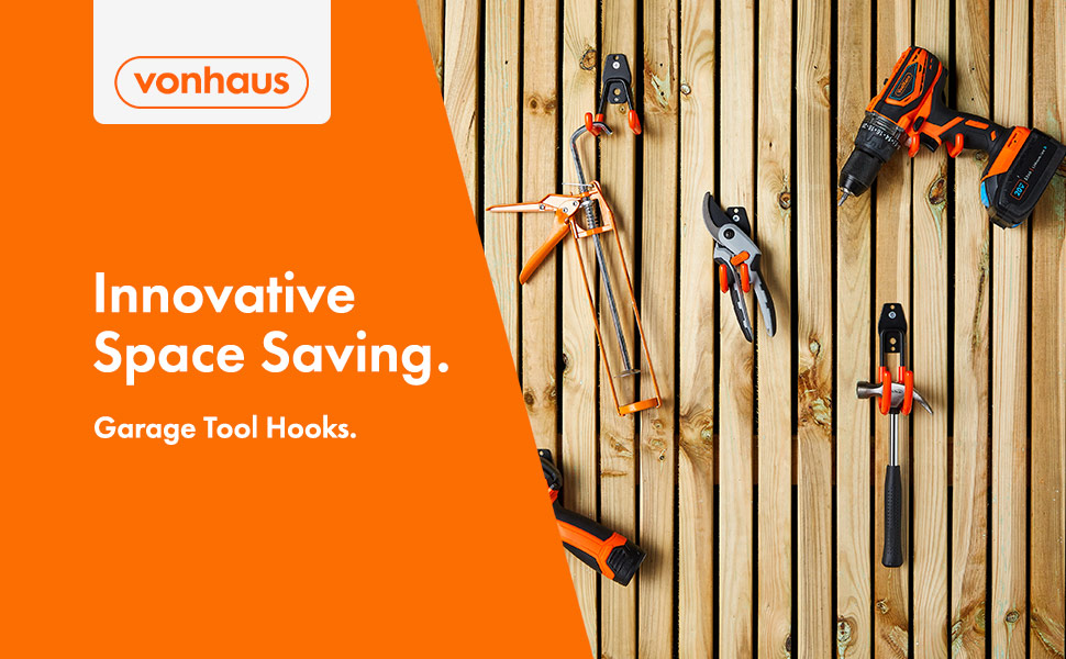 VonHaus Garage Hooks Wall Mounted Tool Hooks for Shed Storage