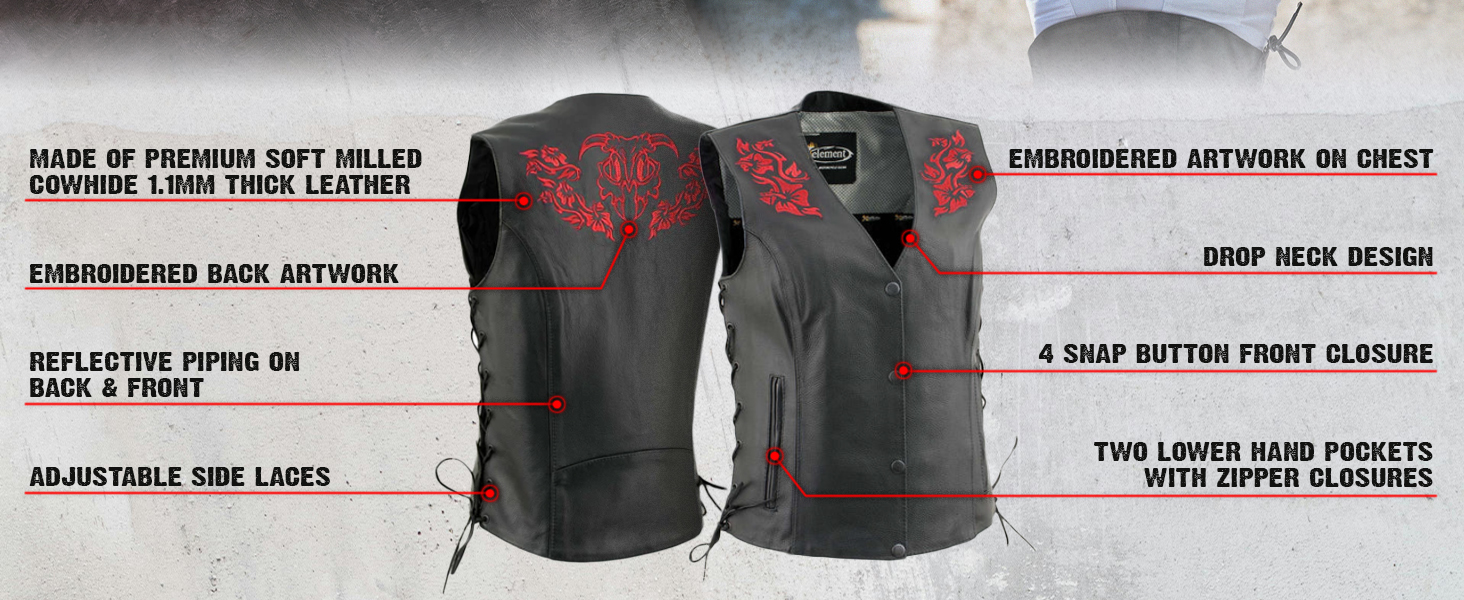 ladies woman womens leather biker motorcycle gear vest sleeveless top mom sister wife mother