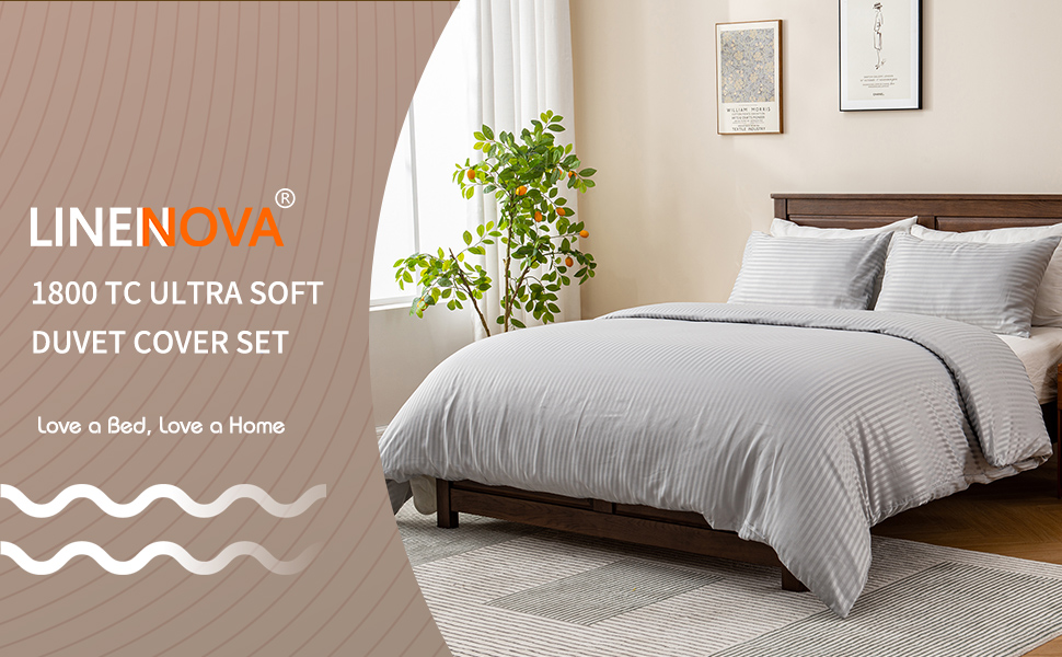 LINENOVA Quilt Cover Set Queen Size 3 Pieces 100 Brushed Microfiber