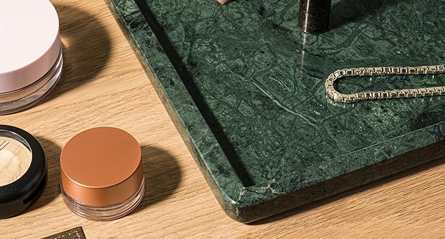 green marble vanity tray
