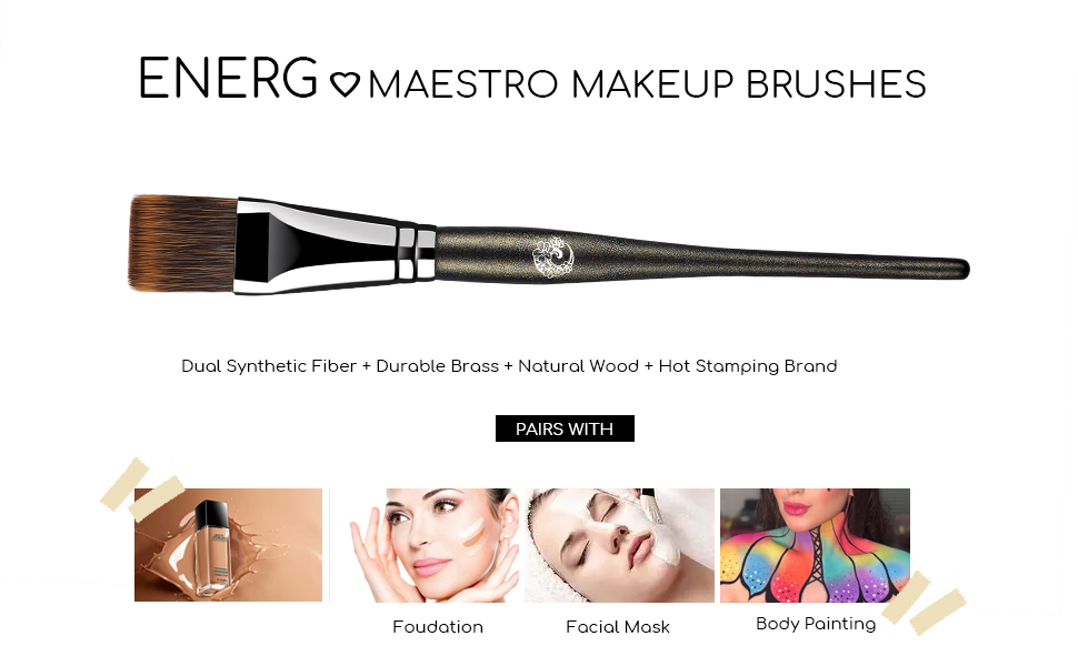 ENERGY Flat Makeup Brush Square Foundation Brush for Liquid