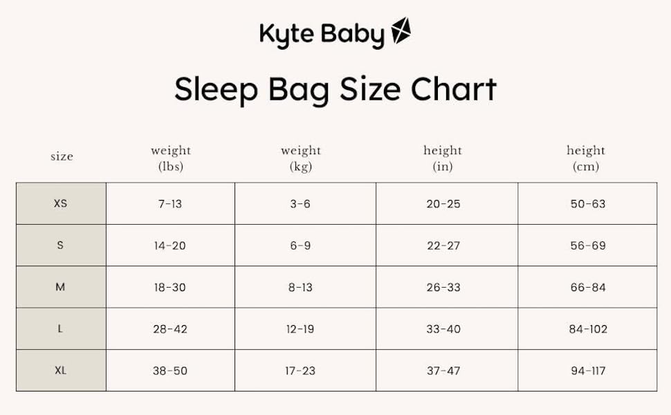 Sleep Bag Size Chart