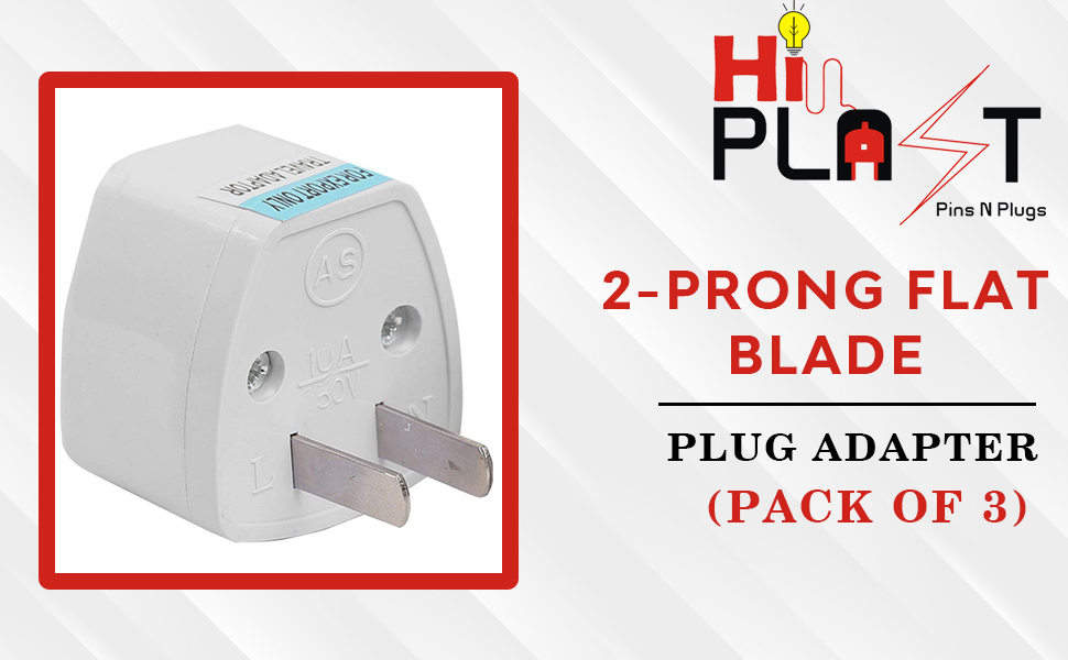 HiPLASST (3PCS) 2Prong UniversalSocket, Flat Blade Plug Adapter (Type
