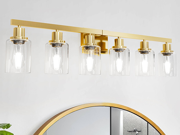 小物 SKYMAPPER | WHITE GOLD BRUSHED DIKAIDA 6 Light Gold Bathroom Vanity Light,Bathroom Light