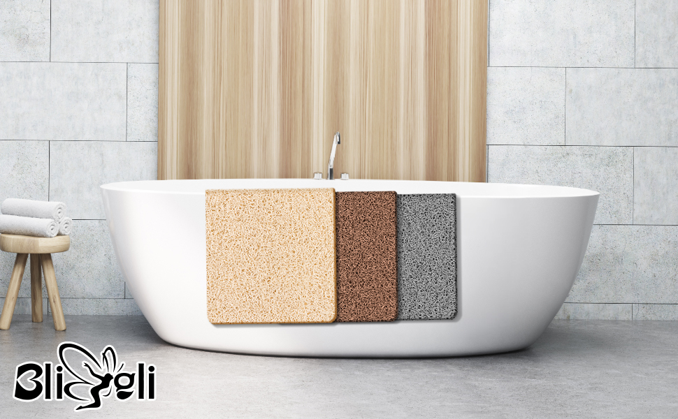 Bligli Loofah Mat for Shower, Non Slip Bath Tub Mat for