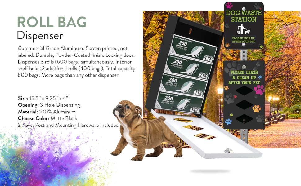 Designer Dog Waste Station Roll Bag System (most popular