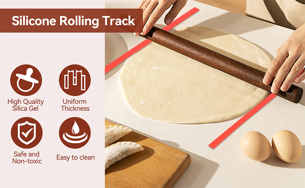 Rolling Pin Guides 6pcs, Silicone Rolling Strip Pin Rail Track Bar Silicone Rolling