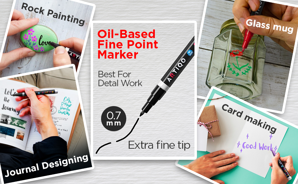 Fine Tip Paint pens for Rock Painting Wood, Glass, Metal and Ceramic