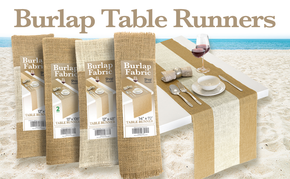 Burlap Table Runners, 13 x 108 Inch 2 Pack Outdoor Table