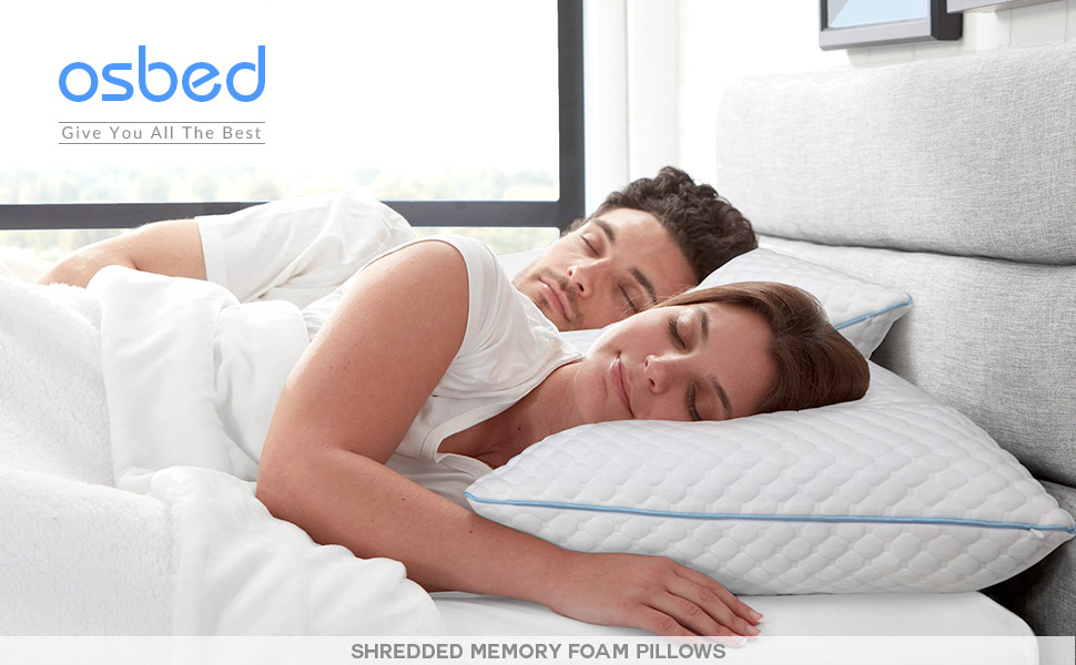 OSBED Bed Pillows King Size Set of 2, Shredded Memory Foam