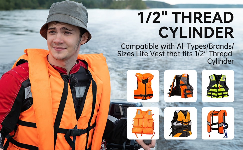 Adult Sport Pfd 3-Pack 24/33 Grams 1/2 Thread COu2082 Inflator Cartridges Emergency Co2 Cartridge For Inflatable Life Jacket Life Vest