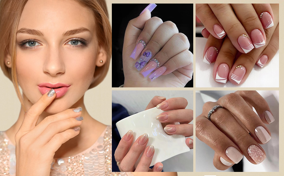 Square Press on Nails Short False Nails Green Fake Nails