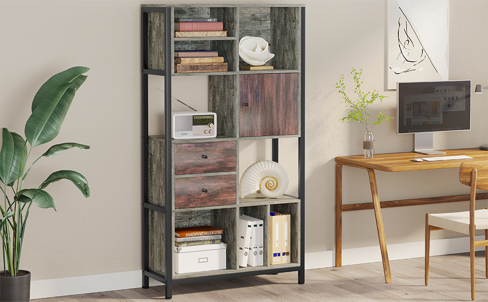 AOGLLATI 6Tier Industrial Bookshelf, Bookcase with