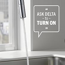 delta faucet voiceiq kitchen sink faucet pull down sprayer