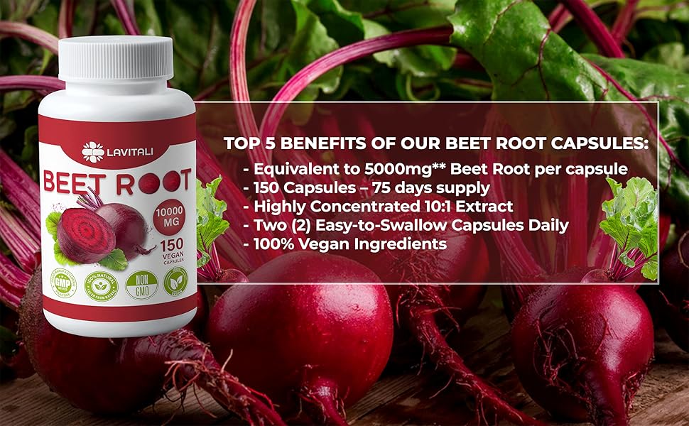 LaVitali 150 Beet Root Extract Capsules, 1000mg per Serving