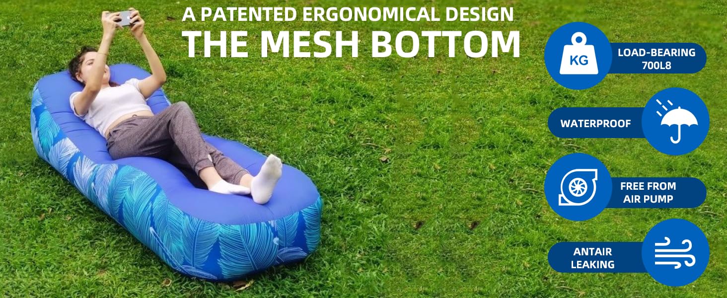 Inflatable Lounger Air Sofa with Sun-Shade Tent