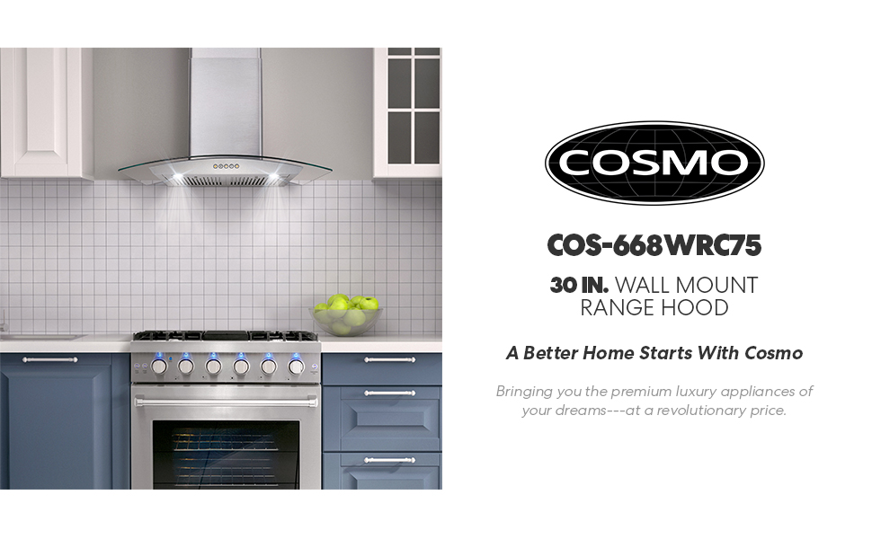 COSMO COS668WRC75 Wall Mount Range Hood with Ducted