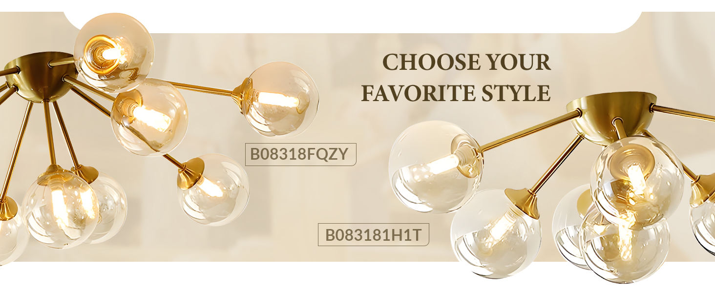 Amber Glass Globe Semi Flush Mount Ceiling Light