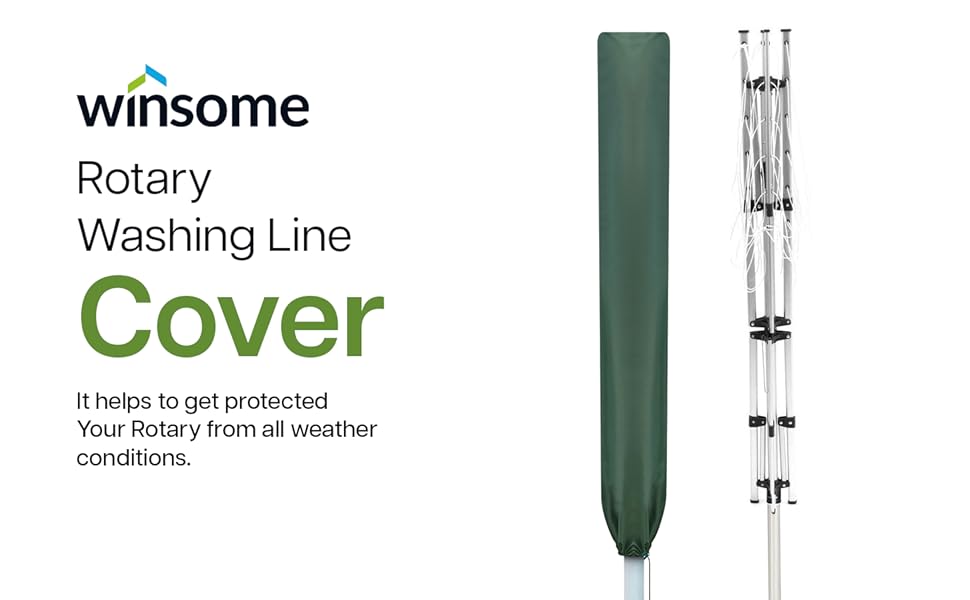WINSOME Rotary Washing Line Cover Waterproof Polyester Fabric with Zip