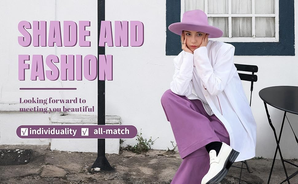 Women's Classic Wide Brim Felt Fedora Hat Travel Western Jazz Hats