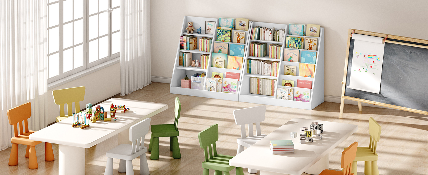 Wooden Kids Bookshelf & Toy Organizer