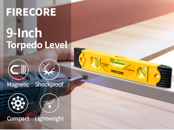 Firecore 2pcs Magnetic Torpedo Level, 9-Inch Shockproof