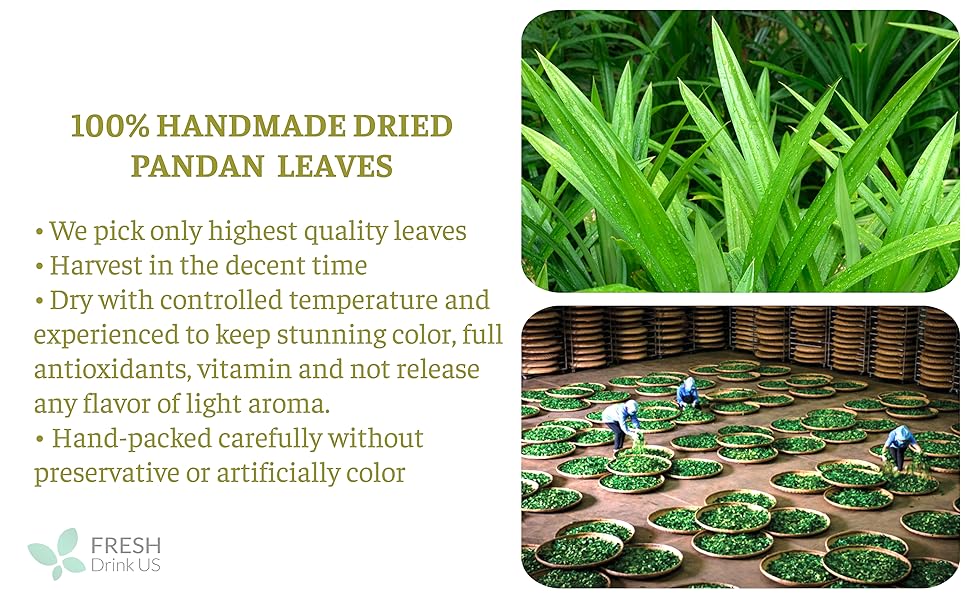 4.5oz Organic Natural Pandan Leaves, 100 Organic & NonGMO Dried Pandan Leaves