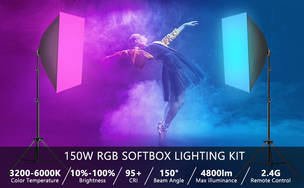 MSKIRA Softbox Lighting Kit Professional Photography 2x150W 32006000K