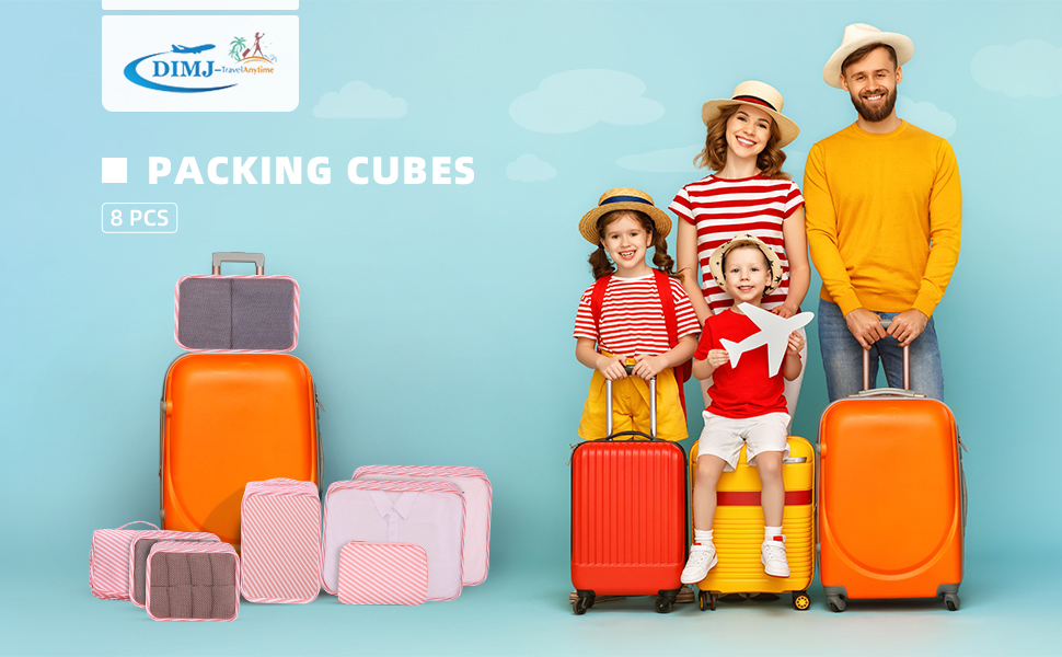 8 Pcs Packing Cubes for Travel, Travel Cubes Set Foldable Suitcase Organizer