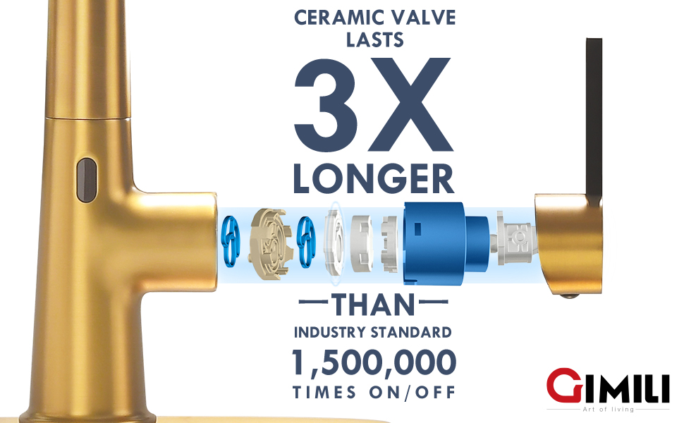 GIMILI Gold Touchless Kitchen Faucet with Pull Down Sprayer, High Arc