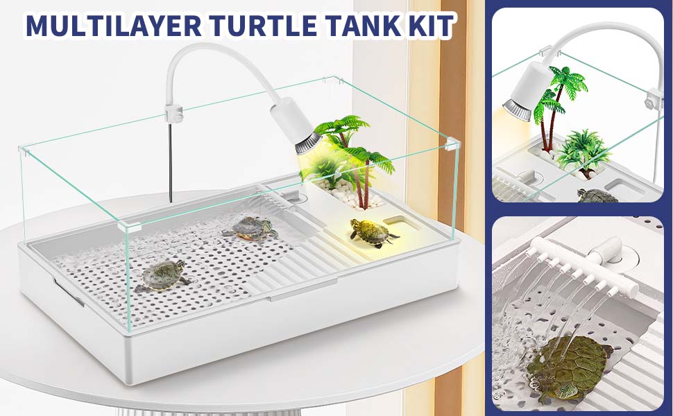 MoonOrange Large Turtle Tank Kit(Tank + Light + Water Pump